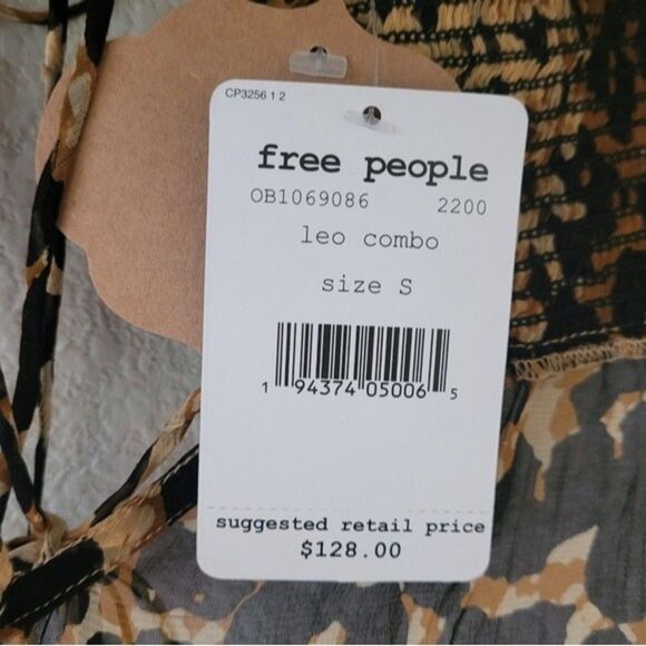 Free People Roma Blouse Leo Small Leopard Print Fall Bohemian Grunge Whimigoth - Picture 5 of 10